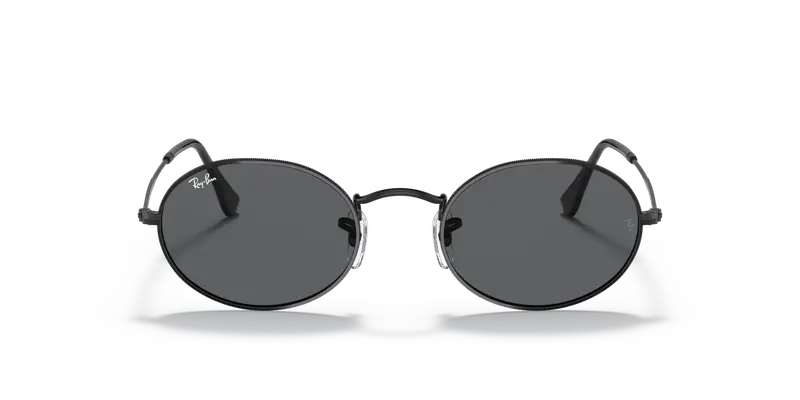 Ray - Ban Unisex RB3547 OVAL 002/B1 Occhiali da sole Metallo Nero Grigio Rotonda Normale miniatura 2