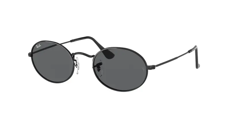 Ray - Ban Unisex RB3547 OVAL 002/B1 Occhiali da sole Metallo Nero Grigio Rotonda Normale