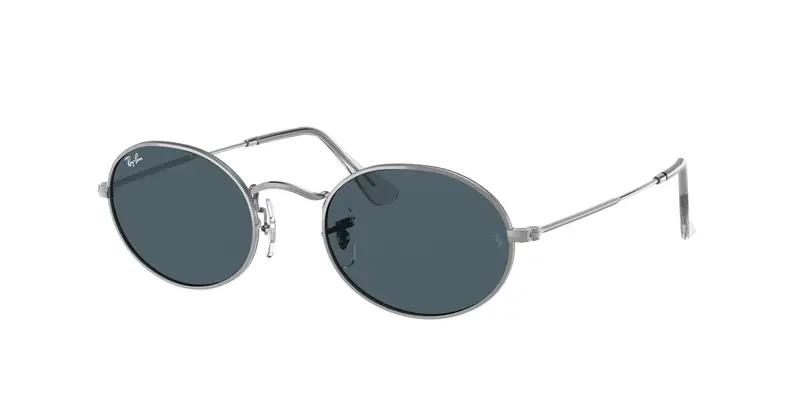 Ray - Ban Unisex RB3547 OVAL 003/R5 Occhiali da sole Metallo Argento Blu Rotonda Normale
