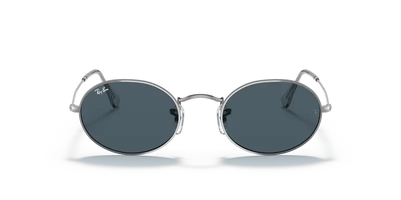 Ray - Ban Unisex RB3547 OVAL 003/R5 Occhiali da sole Metallo Argento Blu Rotonda Normale miniatura 2