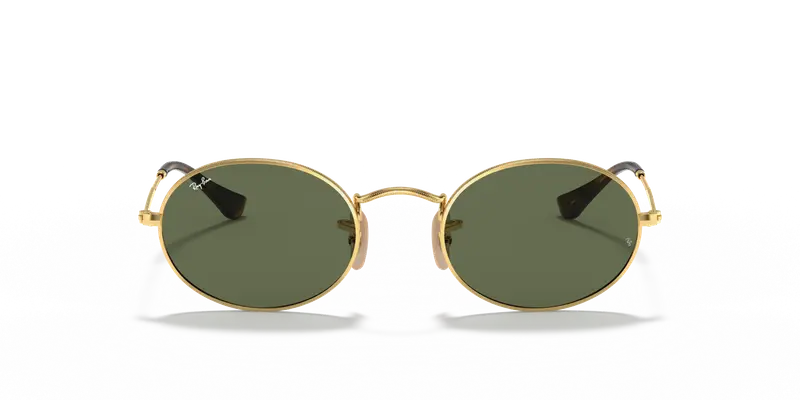 Ray - Ban Unisex RB3547N OVAL 001 Occhiali da sole Metallo Oro Verde G15 Rotonda Normale miniatura 2