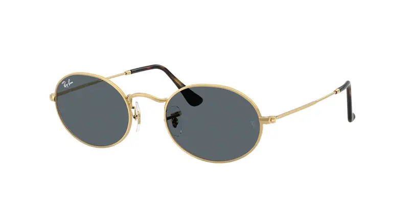 Ray - Ban Unisex RB3547N OVAL 001/R5 Occhiali da sole Metallo Oro Blu Rotonda Normale