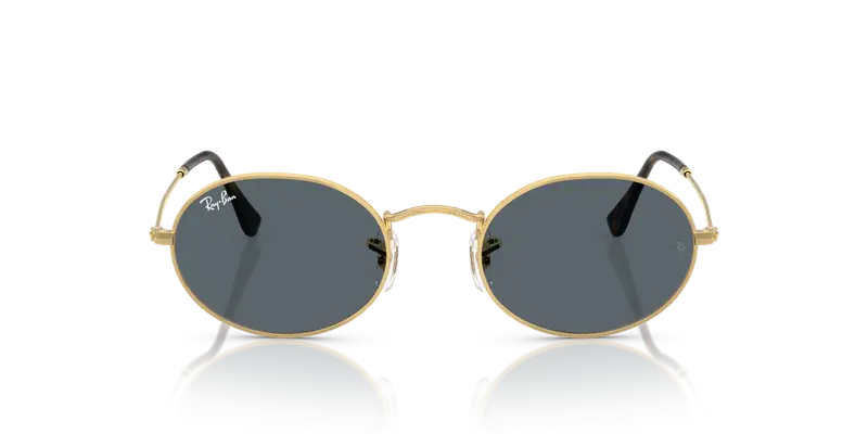 Ray - Ban Unisex RB3547N OVAL 001/R5 Occhiali da sole Metallo Oro Blu Rotonda Normale miniatura 2