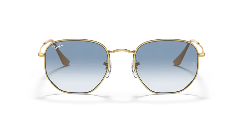 Ray - Ban Unisex RB3548 HEXAGONAL 001/3F Occhiali da sole Metallo Oro Blu Geometrica Normale Sfumato miniatura 2