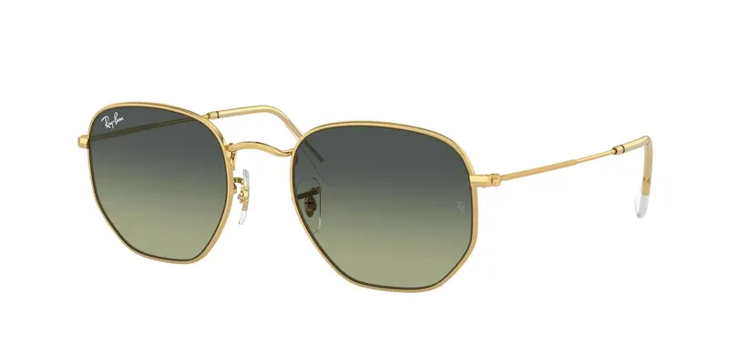 Ray - Ban Unisex RB3548 HEXAGONAL 001/BH Occhiali da sole Metallo Oro Verde Geometrica Normale Sfumato
