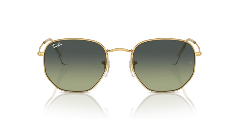 Ray - Ban Unisex RB3548 HEXAGONAL 001/BH Occhiali da sole Metallo Oro Verde Geometrica Normale Sfumato miniatura 2