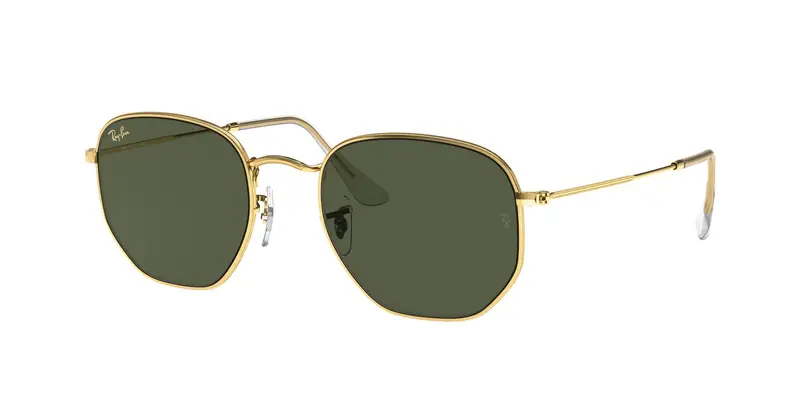 Ray - Ban Unisex RB3548 HEXAGONAL 919631 Occhiali da sole Metallo Oro Verde G15 Geometrica Normale