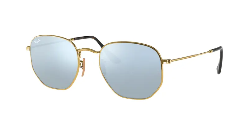 Ray - Ban Unisex RB3548N HEXAGONAL 001/30 Occhiali da sole Metallo Oro Argento Geometrica Normale