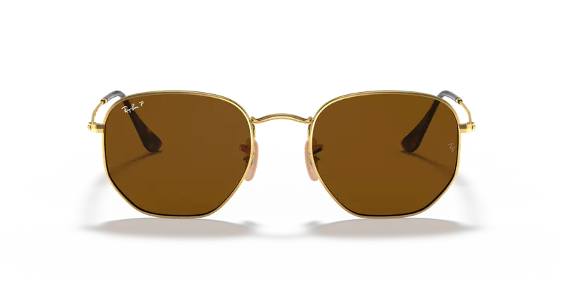 Ray - Ban Unisex RB3548N HEXAGONAL 001/57 Occhiali da sole Metallo Oro Geometrica Polarizzata miniatura 2