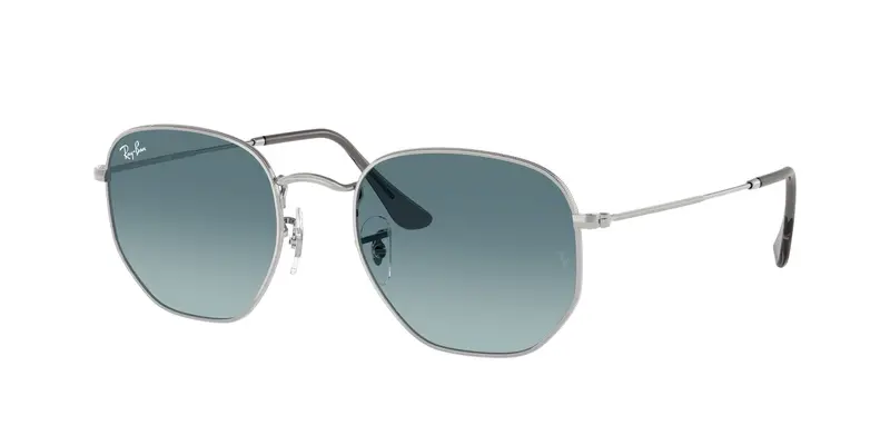 Ray - Ban Unisex RB3548N HEXAGONAL 003/3M Occhiali da sole Acciaio Argento Grigio Geometrica Normale Sfumato