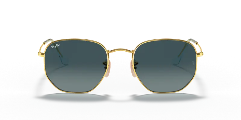 Ray - Ban Unisex RB3548N HEXAGONAL 91233M Occhiali da sole Metallo Oro Blu Geometrica Normale miniatura 2