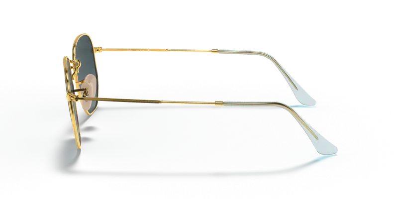 Ray - Ban Unisex RB3548N HEXAGONAL 91233M Occhiali da sole Metallo Oro Blu Geometrica Normale miniatura 3