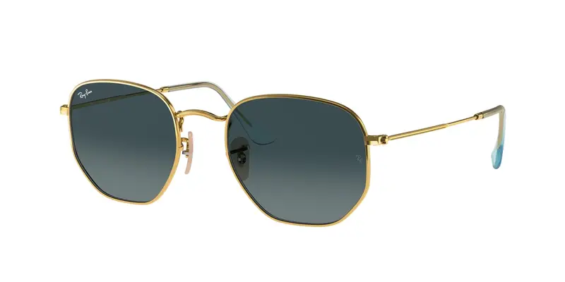 Ray - Ban Unisex RB3548N HEXAGONAL 91233M Occhiali da sole Metallo Oro Blu Geometrica Normale