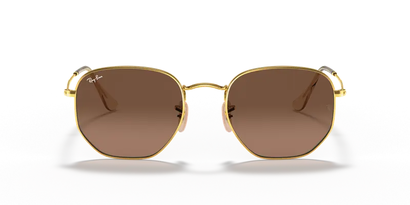 Ray - Ban Unisex RB3548N HEXAGONAL 912443 Occhiali da sole Metallo Oro Marrone Geometrica Normale miniatura 2