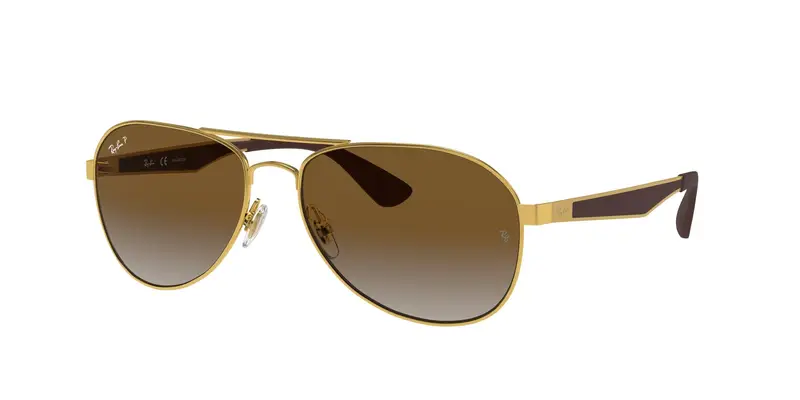 Ray - Ban Unisex RB3549  001/T5 Occhiali da sole Metallo Oro Marrone Pilot Polarizzata Sfumato