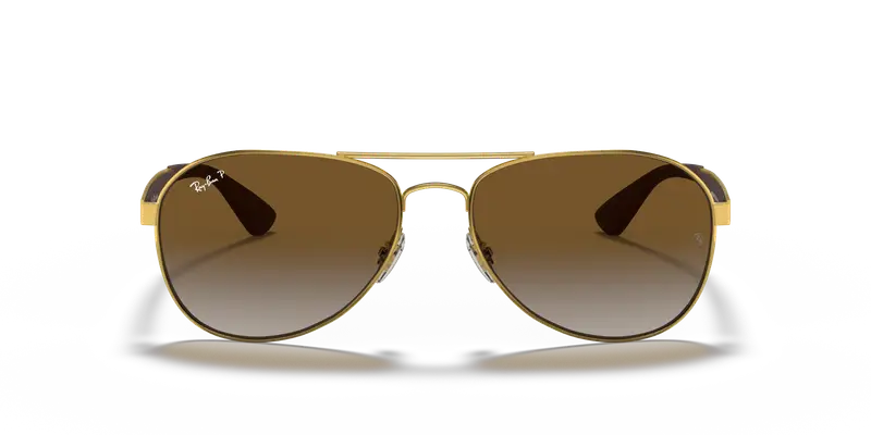 Ray - Ban Unisex RB3549 001/T5 Occhiali da sole Metallo Oro Marrone Pilot Polarizzata Sfumato miniatura 2