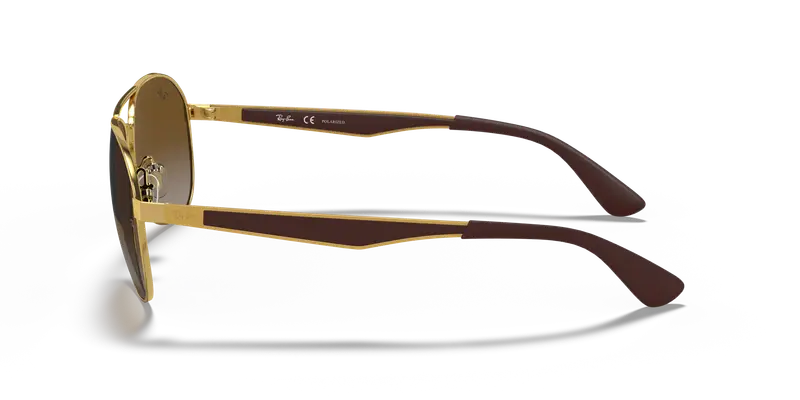 Ray - Ban Unisex RB3549 001/T5 Occhiali da sole Metallo Oro Marrone Pilot Polarizzata Sfumato miniatura 3