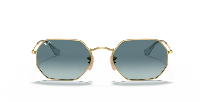 Ray - Ban Unisex RB3556N OCTAGONAL 91233M Occhiali da sole Metallo Oro Blu Geometrica Normale Sfumato miniatura 2