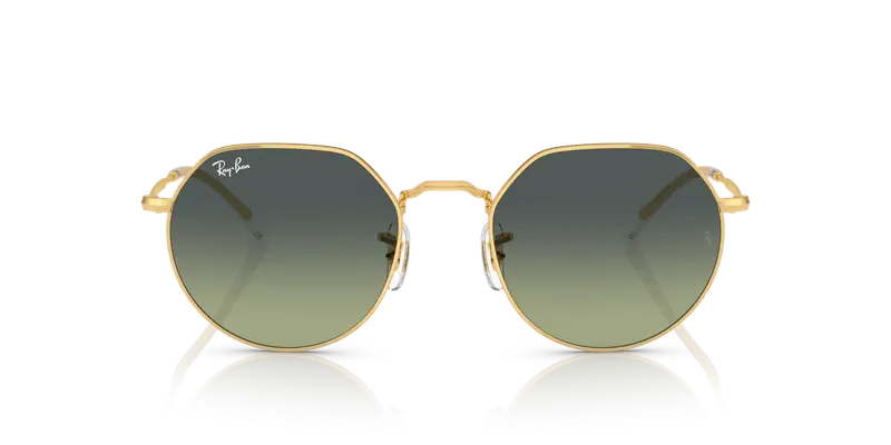 Ray - Ban Unisex RB3565 JACK 001/BH Occhiali da sole Metallo Oro Verde Geometrica Normale Sfumato miniatura 2