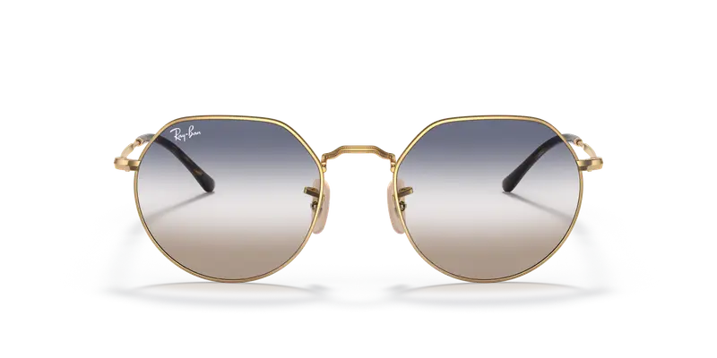 Ray - Ban Unisex RB3565 JACK 001/GD Occhiali da sole Metallo Oro Blu Geometrica Normale Sfumato miniatura 2