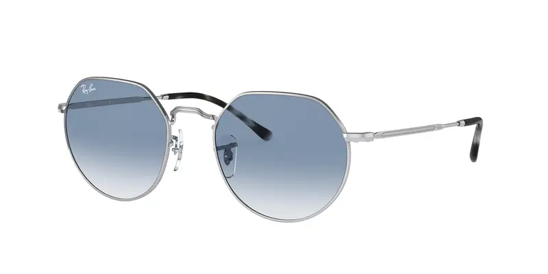 Ray - Ban Unisex RB3565 JACK 003/3F Occhiali da sole Metallo Argento Blu Geometrica Normale Sfumato