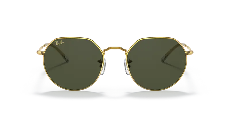 Ray - Ban Unisex RB3565 JACK 919631 Occhiali da sole Metallo Oro Verde Geometrica Normale miniatura 2