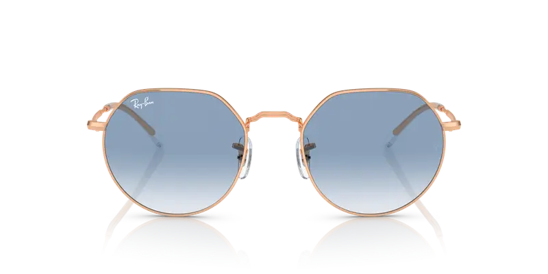 Ray - Ban Unisex RB3565 JACK 92023F Occhiali da sole Metallo Oro Blu Geometrica Normale Sfumato miniatura 2