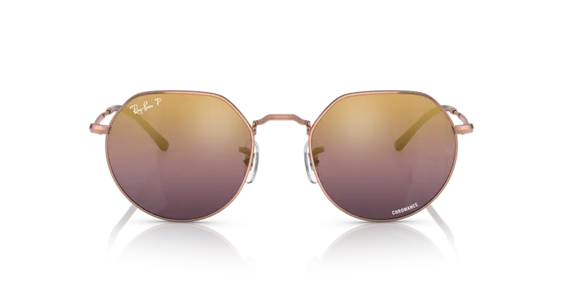 Ray - Ban Unisex RB3565 JACK 9202G9 Occhiali da sole Metallo Oro Oro Geometrica Polarizzata Specchiato miniatura 2