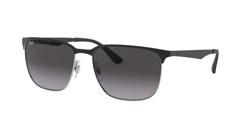 Ray - Ban Unisex RB3569 90048G Occhiali da sole Metallo Nero Grigio Squadrata Normale Sfumato