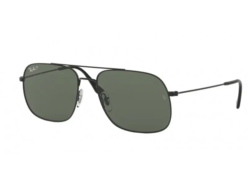 Ray - Ban Unisex RB3595 ANDREA 90149A Occhiali da sole Metallo Nero Verde Squadrata Polarizzata