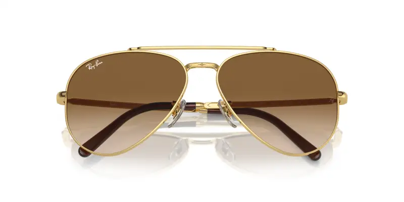 Unisex RB3625 NEW AVIATOR 001/51 Occhiali da sole Metallo Oro Marrone Pilot Normale Sfumato miniatura 2