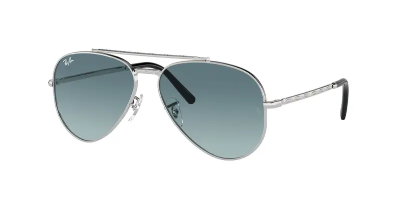 Ray - Ban Unisex RB3625 NEW AVIATOR 003/3M Occhiali da sole Metallo Argento Blu Pilot Normale Sfumato