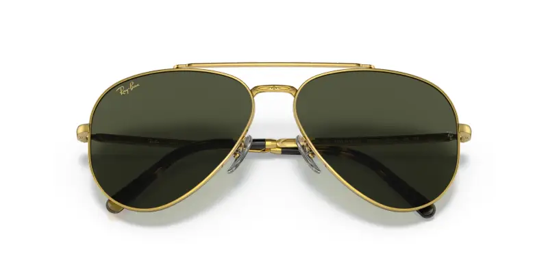 Unisex RB3625 NEW AVIATOR 919631 Occhiali da sole Metallo Oro Verde Pilot Normale miniatura 2