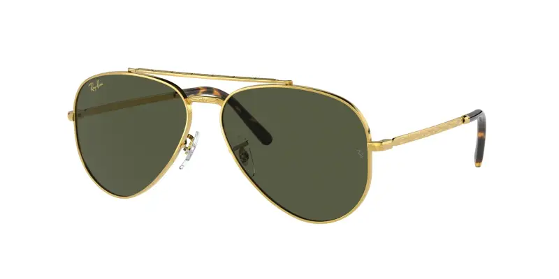 Unisex RB3625 NEW AVIATOR 919631 Occhiali da sole Metallo Oro Verde Pilot Normale