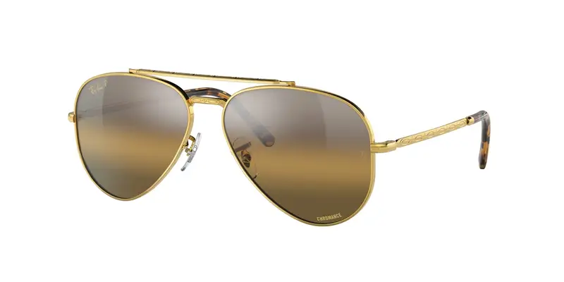 Ray - Ban Unisex RB3625 NEW AVIATOR 9196G5 Occhiali da sole Metallo Oro Marrone Pilot Polarizzata Sfumato