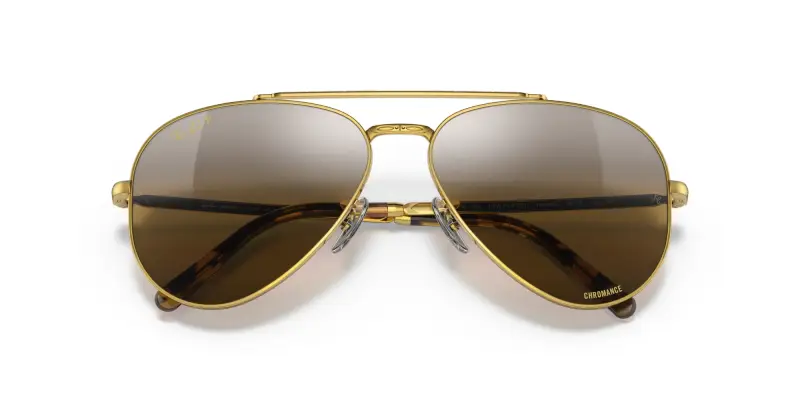 Unisex RB3625 NEW AVIATOR 9196G5 Occhiali da sole Metallo Oro Marrone Pilot Polarizzata Sfumato miniatura 2