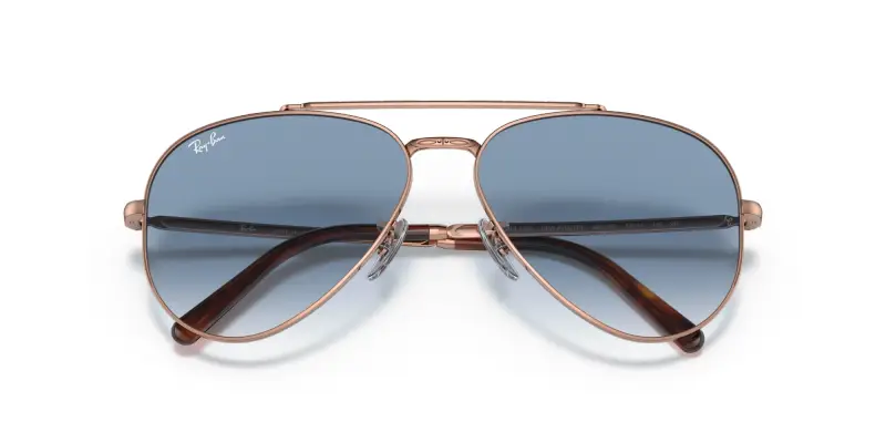 Unisex RB3625 NEW AVIATOR 92023F Occhiali da sole Metallo Oro Blu Pilot Normale Sfumato miniatura 2