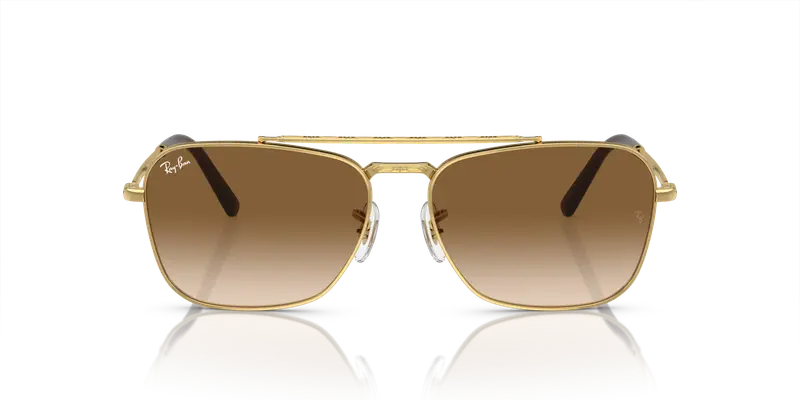 Ray - Ban Unisex RB3636 NEW CARAVAN 001/51 Occhiali da sole Metallo Oro Marrone Squadrata Normale Sfumato miniatura 2