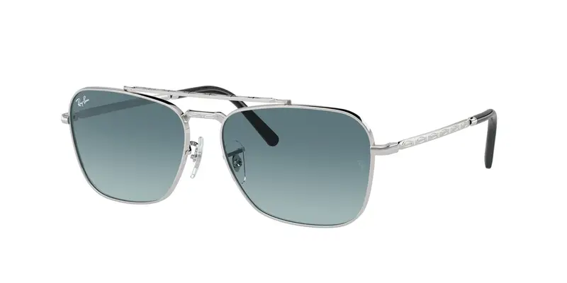 Ray - Ban Unisex RB3636 NEW CARAVAN 003/3M Occhiali da sole Metallo Argento Blu Squadrata Normale Sfumato