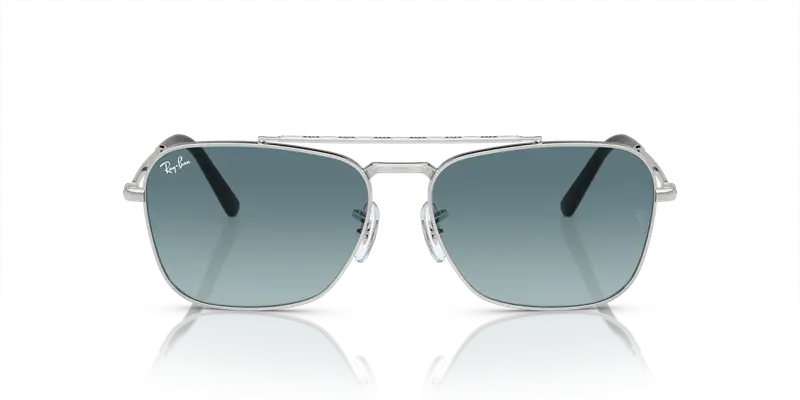 Ray - Ban Unisex RB3636 NEW CARAVAN 003/3M Occhiali da sole Metallo Argento Blu Squadrata Normale Sfumato miniatura 2