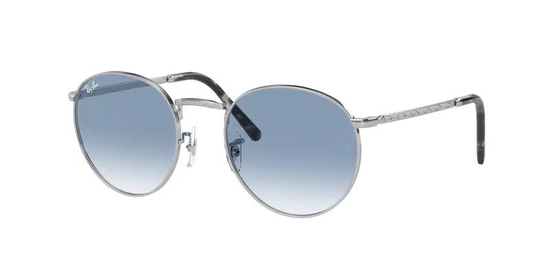 Ray - Ban Unisex RB3637 NEW ROUND 003/3F Occhiali da sole Metallo Argento Blu Pantos Normale Sfumato