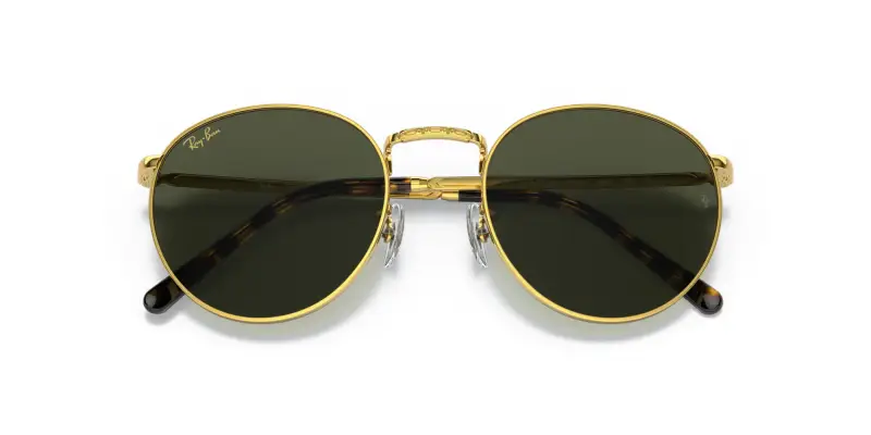 Unisex RB3637 NEW ROUND 919631 Occhiali da sole Metallo Oro Verde Pantos Normale miniatura 2