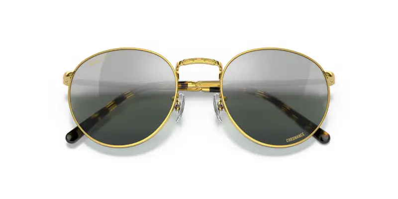 Unisex RB3637 NEW ROUND 9196G4 Occhiali da sole Metallo Oro Verde Pantos Polarizzata Sfumato miniatura 2