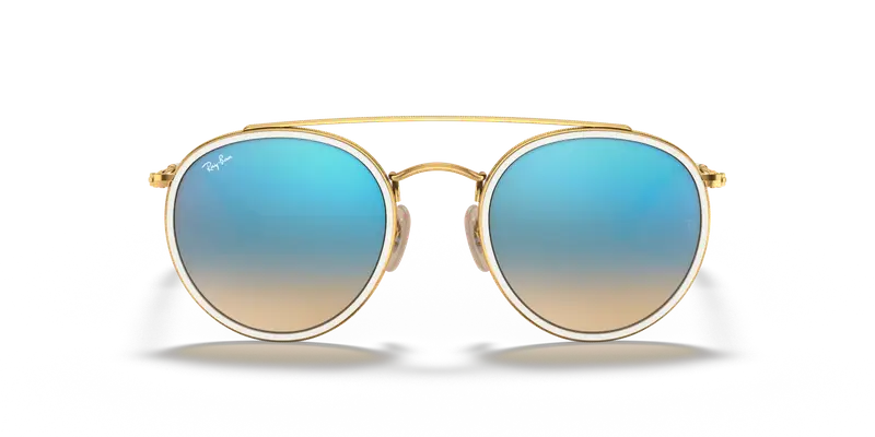 Ray - Ban Unisex RB3647N 001/4O Occhiali da sole Metallo Oro Blu Rotonda Normale miniatura 2