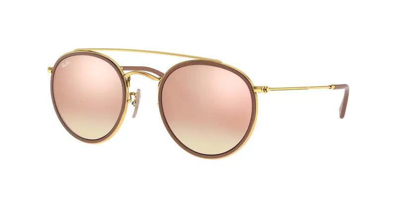 Ray - Ban Unisex RB3647N  001/7O Occhiali da sole Metallo Oro Marrone Rotonda Normale