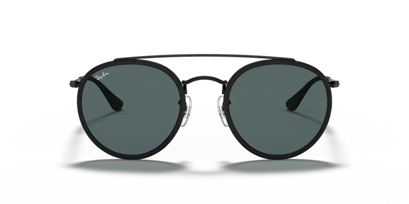 Ray - Ban Unisex RB3647N 002/R5 Occhiali da sole Metallo Nero Blu Rotonda Normale miniatura 2