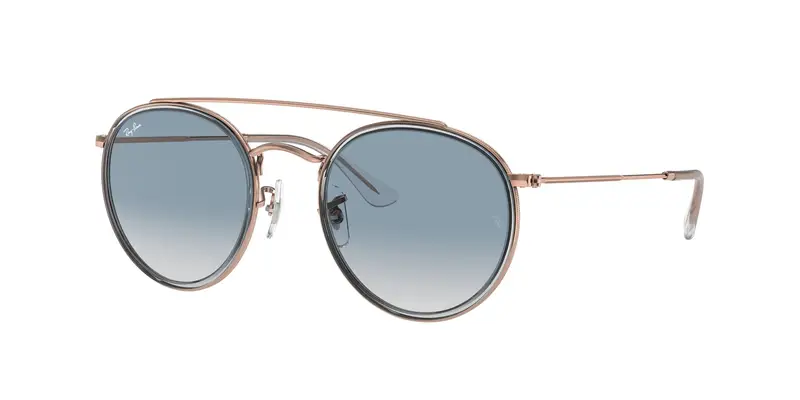 Ray - Ban Unisex RB3647N 90683F Occhiali da sole Metallo Bronzo Blu Rotonda Normale Sfumato