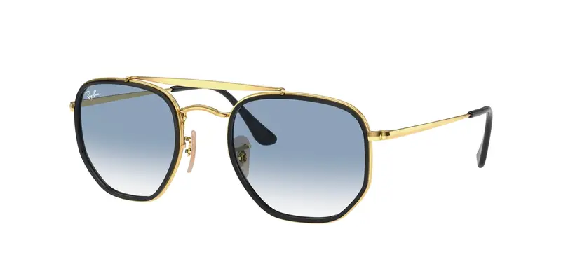 Ray - Ban Unisex RB3648M THE MARSHAL II 91673F Occhiali da sole Metallo Oro Blu Geometrica Normale Sfumato