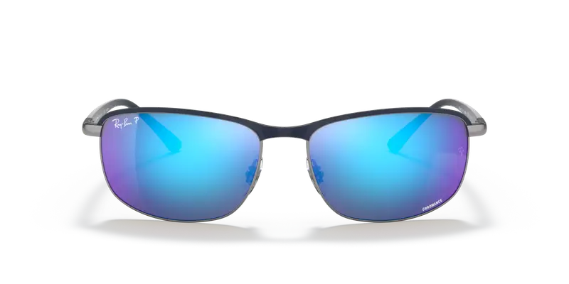 Ray - Ban Unisex RB3671CH CHROMANCE 92044L Occhiali da sole Metallo Blu Grigio Pillow Polarizzata Specchiato miniatura 2