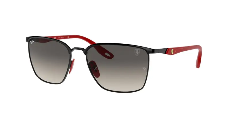 Ray - Ban Unisex RB3673M SCUDERIA FERRARI COLLECTION F04111 Occhiali da sole Metallo Nero Grigio Squadrata Normale Sfumato